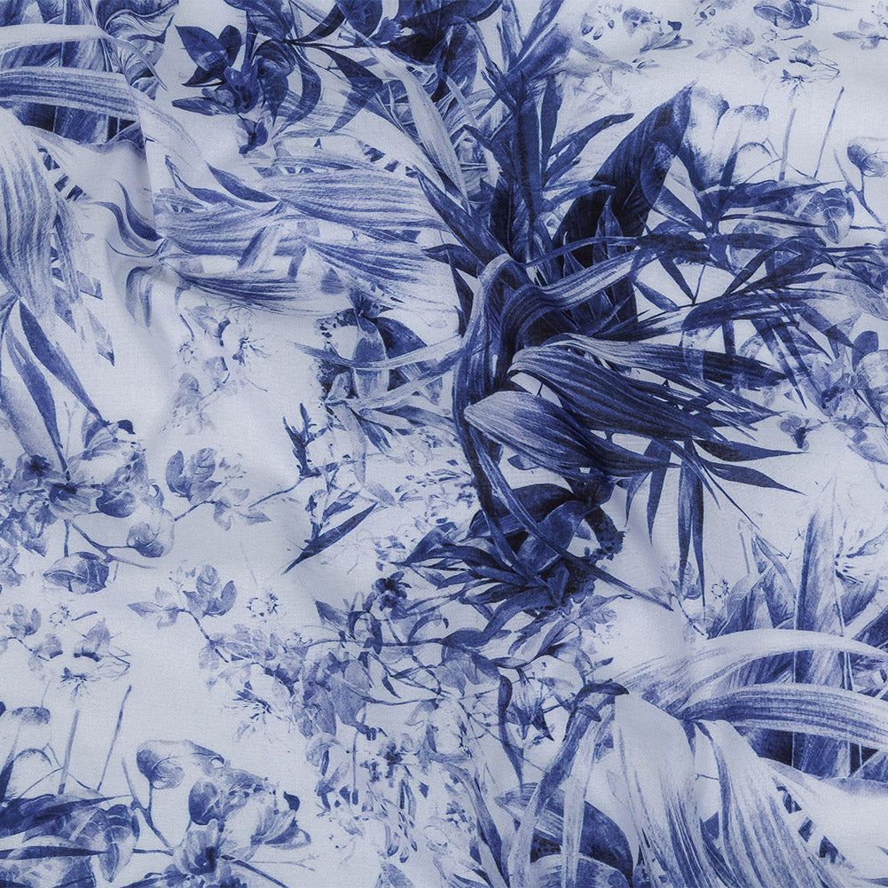 Mercerized Organic Egyptian Cotton Voile - Galaxy Blue and White Tropical Oasis - Toulouse Collection - Joann Fabrics