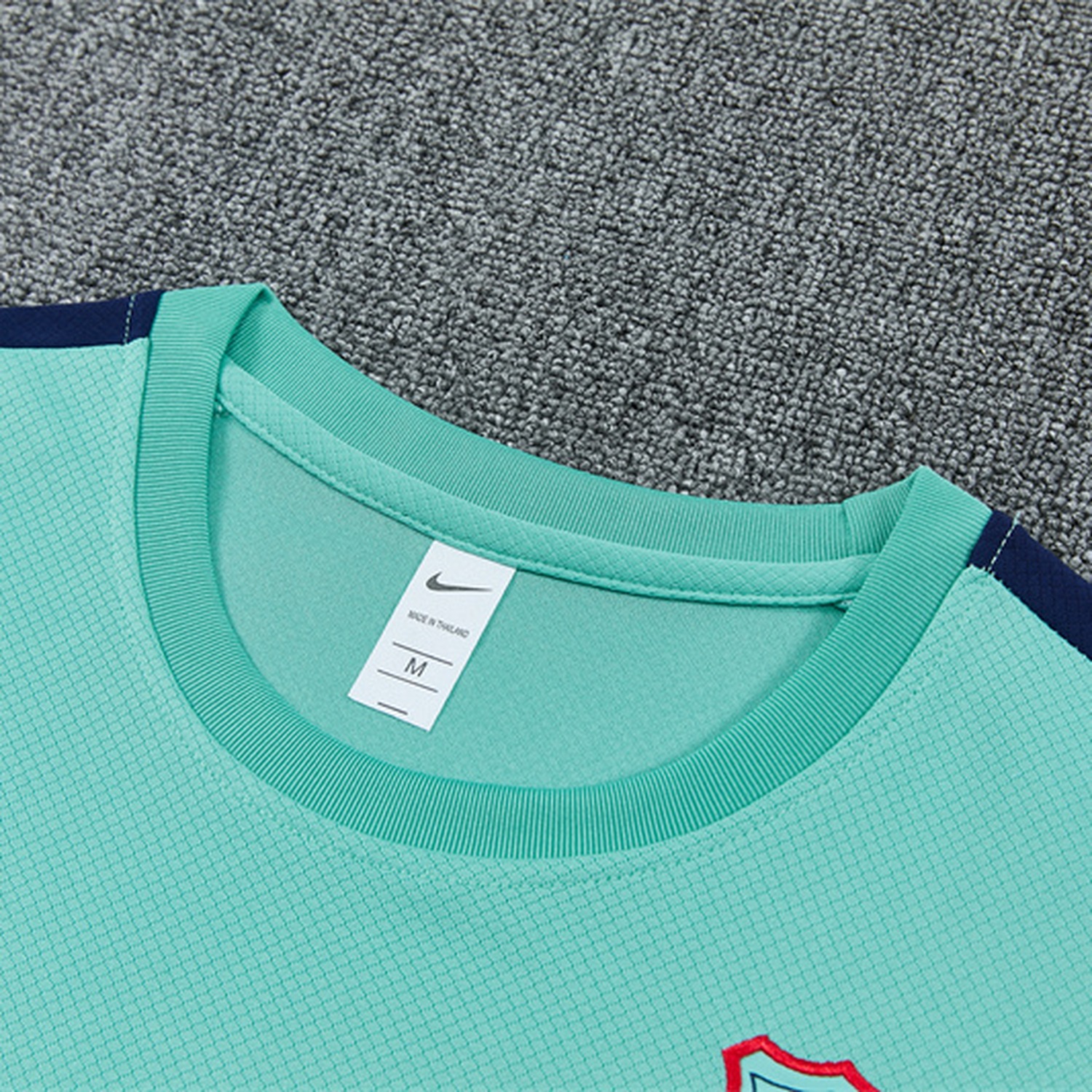 Barcelona 26-27 Kids Short-Sleeve Training Set - Mint Green Top & Deep Blue Shorts - UnitedFutballJersey