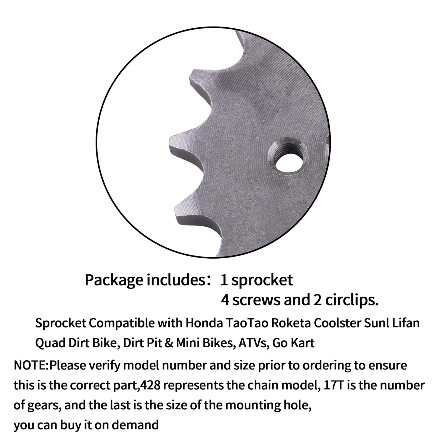 428 17T 17mm Sprocket Engine Sprocket Drive Gear - 17T Front Bike ...
