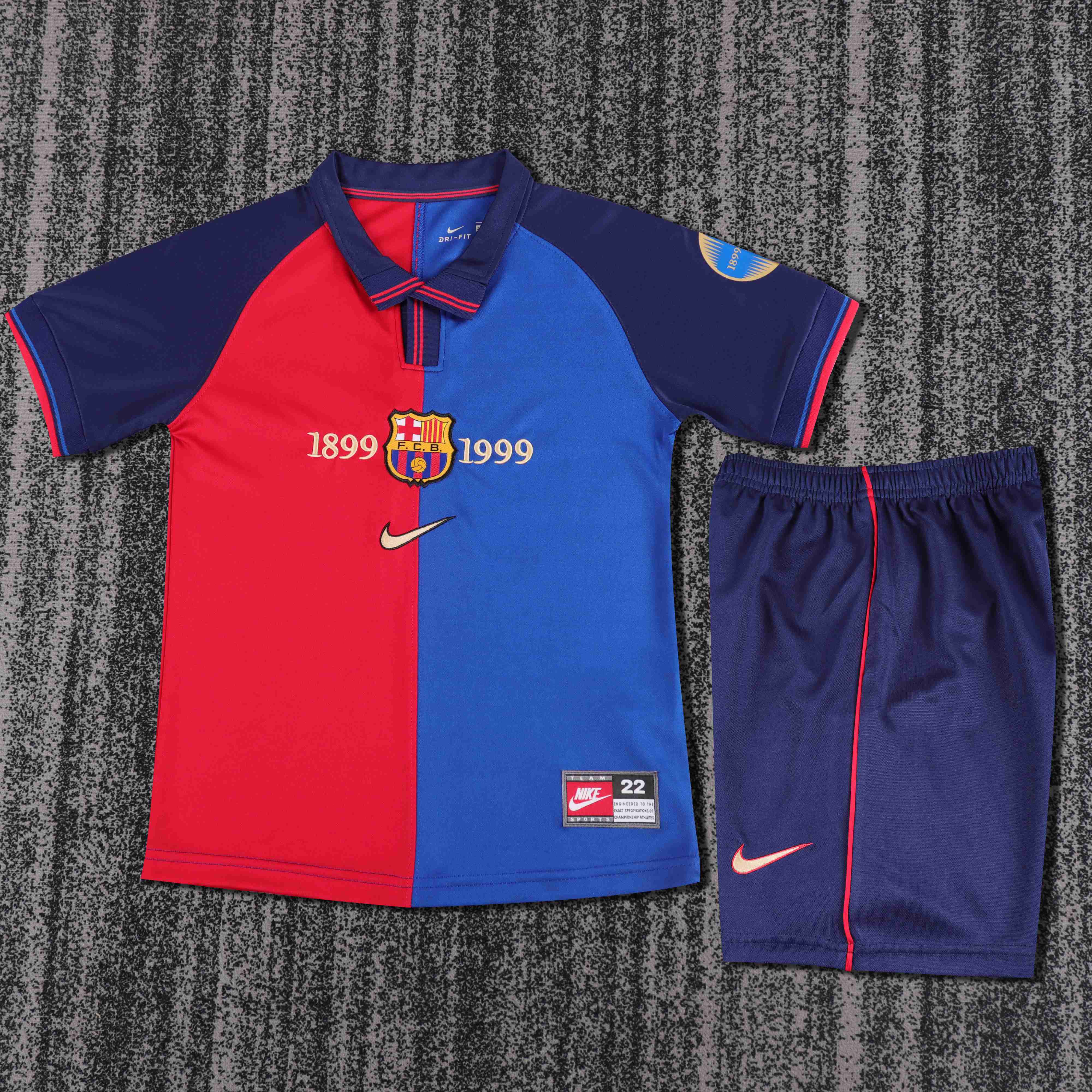 1899-1999 Retro Barcelona 100th Anniversary Version Home Football Shirt 1:1 Thai Quality Kids Size