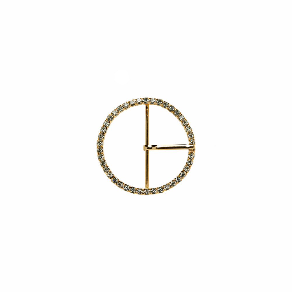 Swarovski Crystal and Gold Circular Rhinestone Buckle - 1.25