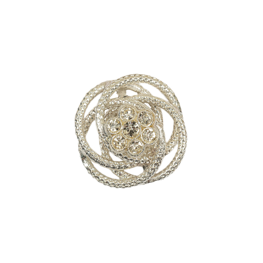 Vintage Crystal Rhinestone Floral Centered Open Framework Shank Back Button - 32L/20mm - Joann Fabrics