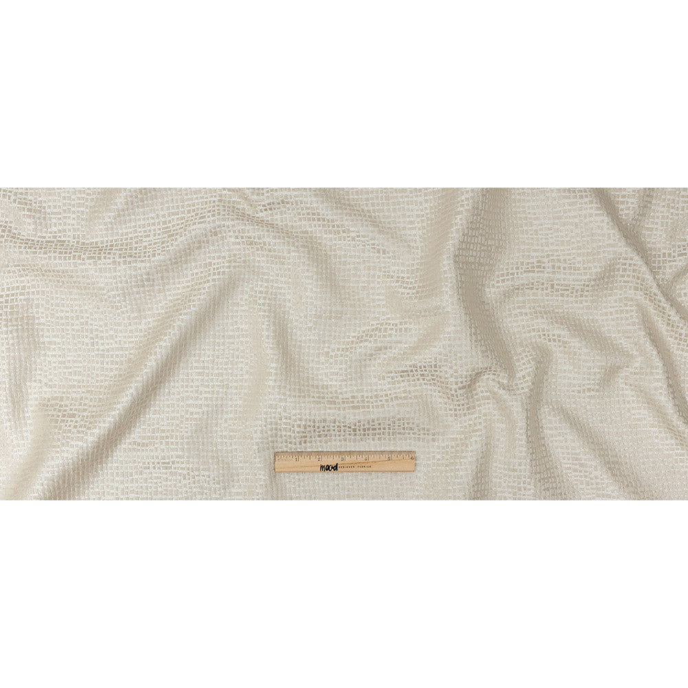Polyester Jacquard - Taupe Grid - British Imported - Joann Fabrics