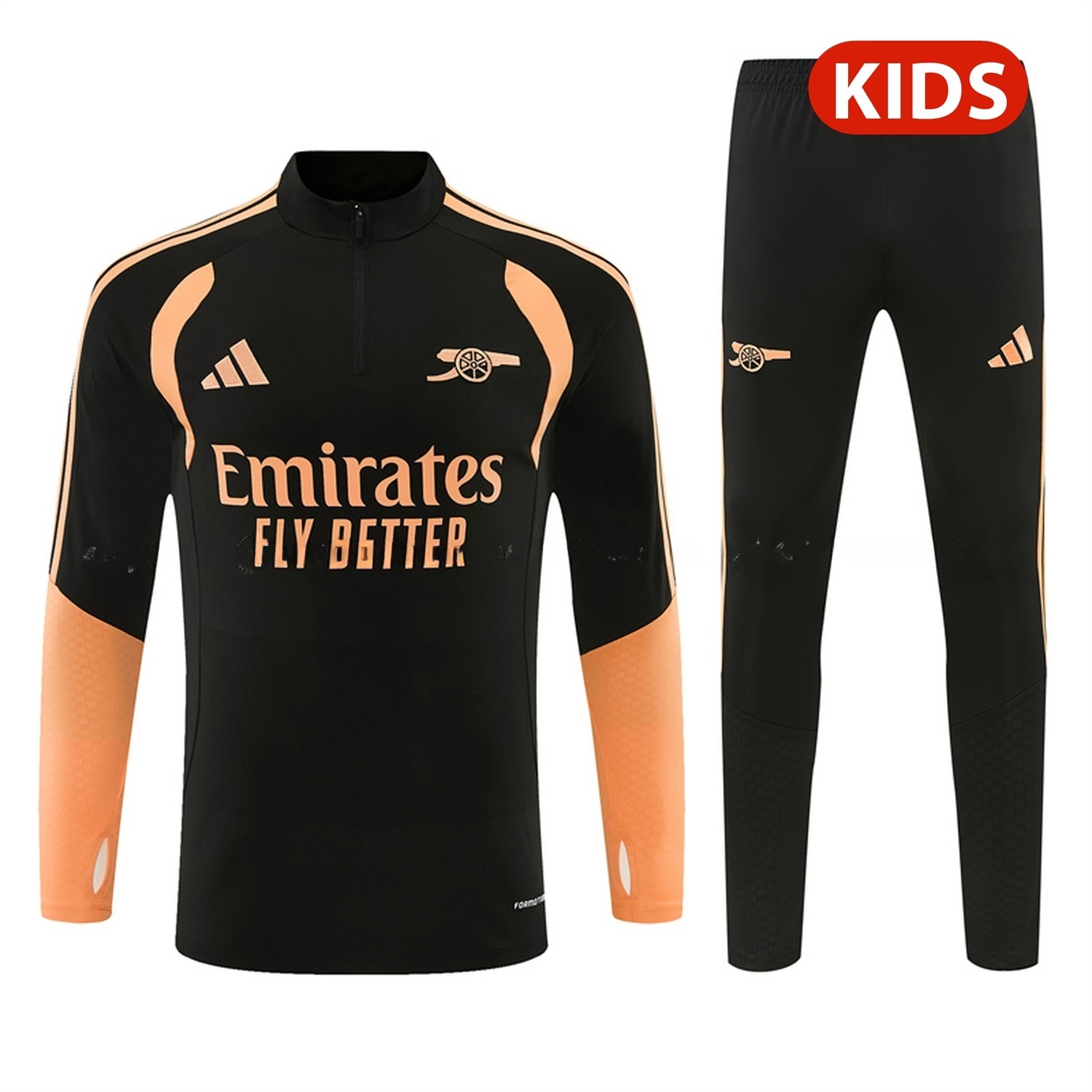 Arsenal 26-27 Kids Long Sleeve Training Set - Black Top & Black Pants - UnitedFutballJersey
