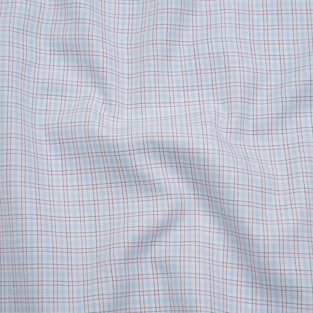 Cotton Twill Shirting - Light Blue, White and Black Tattersall Check-Like Plaid - Deadstock - Joann Fabrics