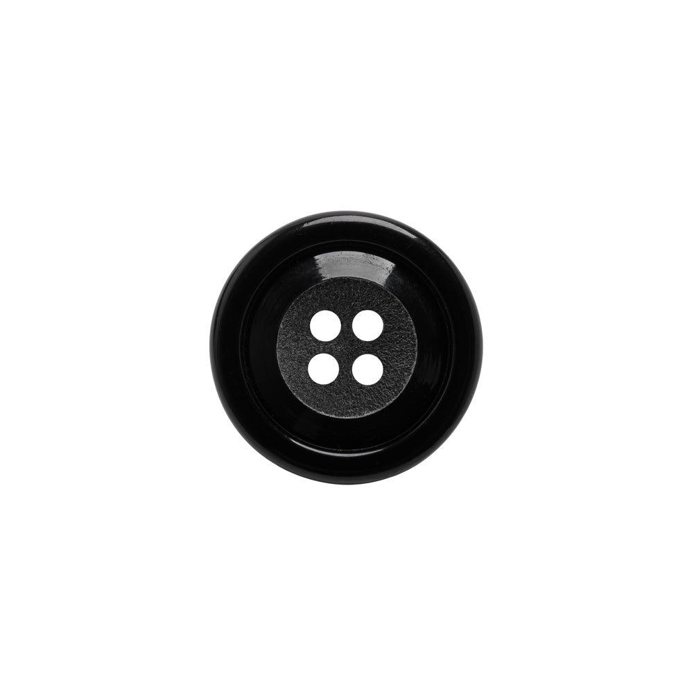 Plastic 4-Hole Button - Black Matte Center - 24L/15mm - Joann Fabrics
