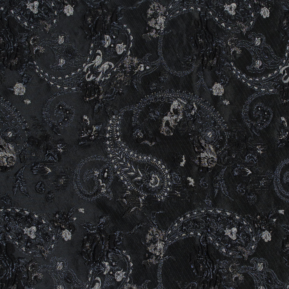 Black and Silver Luxury Paisley Metallic Brocade - Joann Fabrics