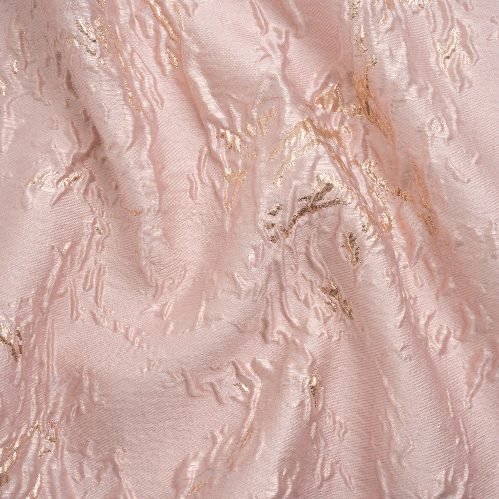 Metallic Gold and Baby Pink Crackled Abstract Luxury Brocade - Joann Fabrics