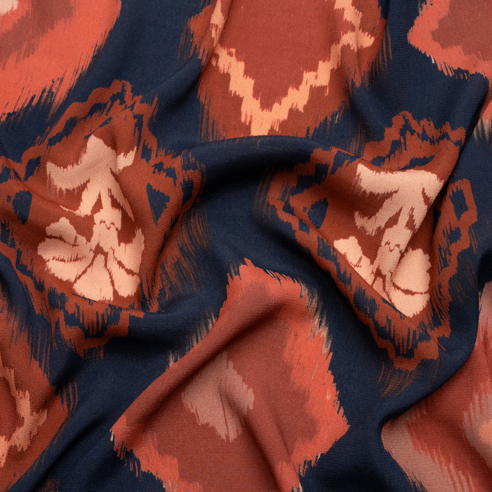 Sustainable Viscose Crepe Print - Navy, Red and Yellow Ikat Diamonds - Mood Exclusive Pressed Peonies - Joann Fabrics
