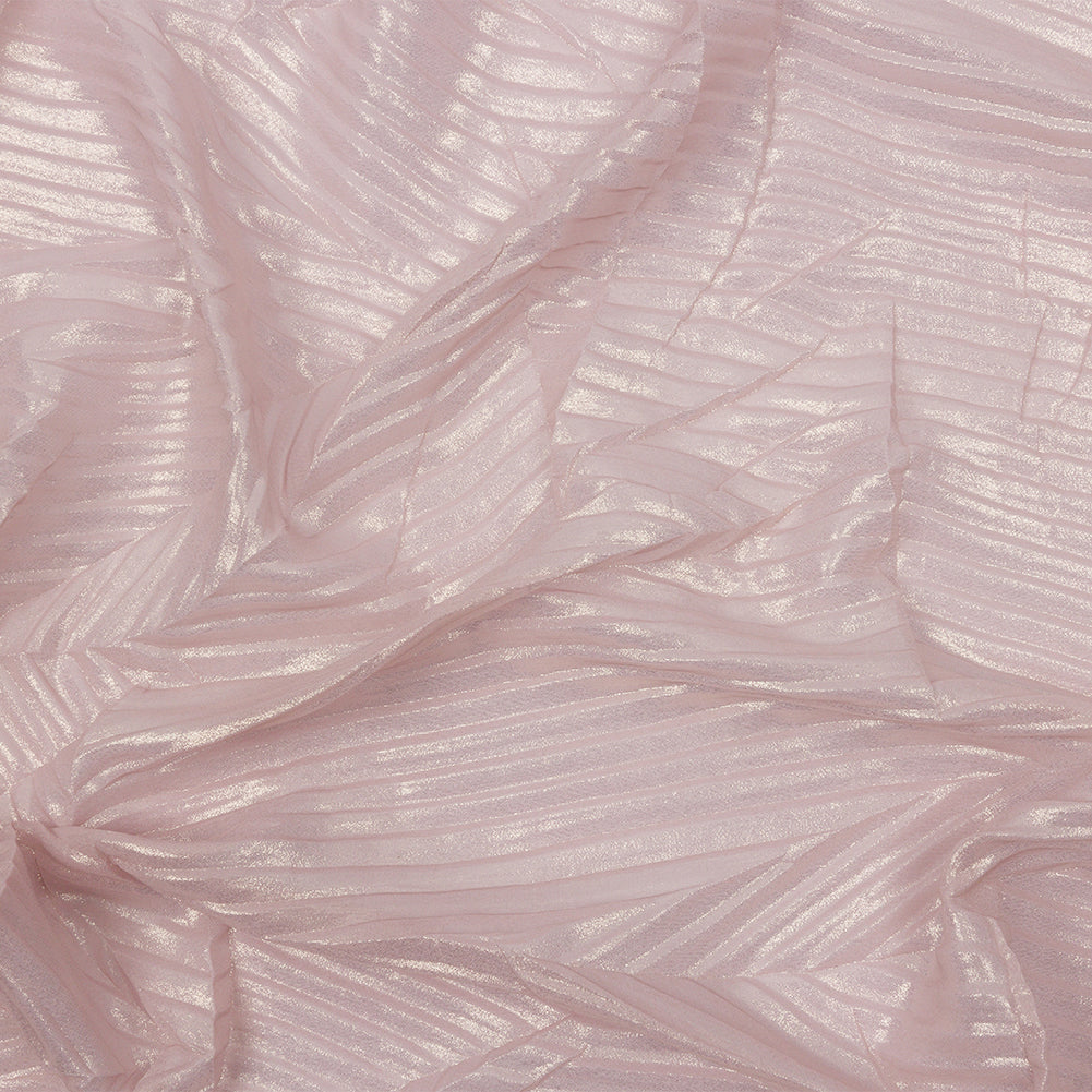 Polyester Chiffon with Abstract Pleats and Gold Foil - Pink - Melia Collection - Joann Fabrics