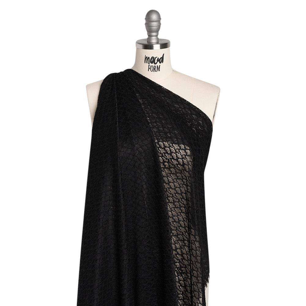 Corded Lace with Finished Eyelash Edges - Black Diamond Lattice - Joann Fabrics
