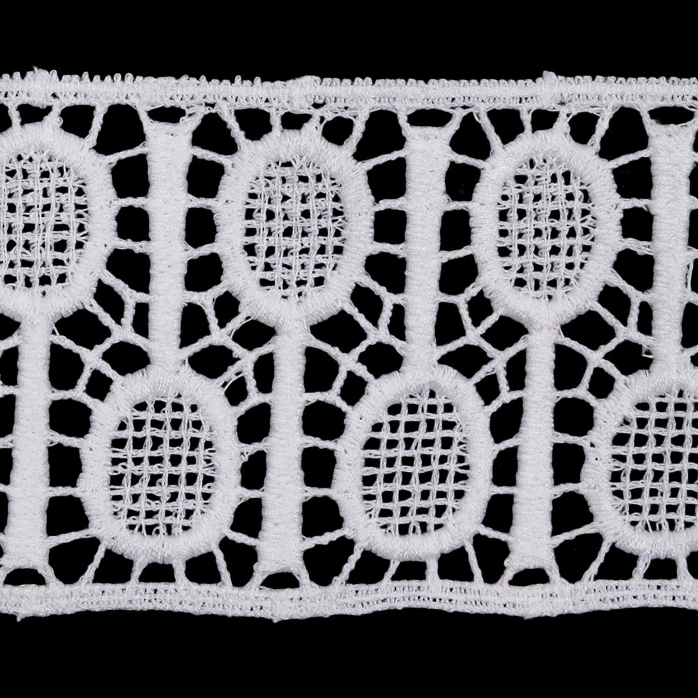 Famous NYC Designer White Tennis Rackets Cotton Venise Lace Trim - 2.125