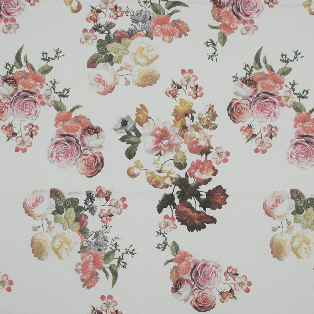 Stretch Cotton Sateen - White Floral - Ishvara's Wisdom Print - Mood Exclusive Surya Collection - Joann Fabrics