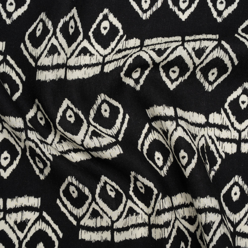 Linen and Rayon Woven - Midnight and Off White Soft Geometrics - Mood Exclusive Geo Drift Print - Joann Fabrics