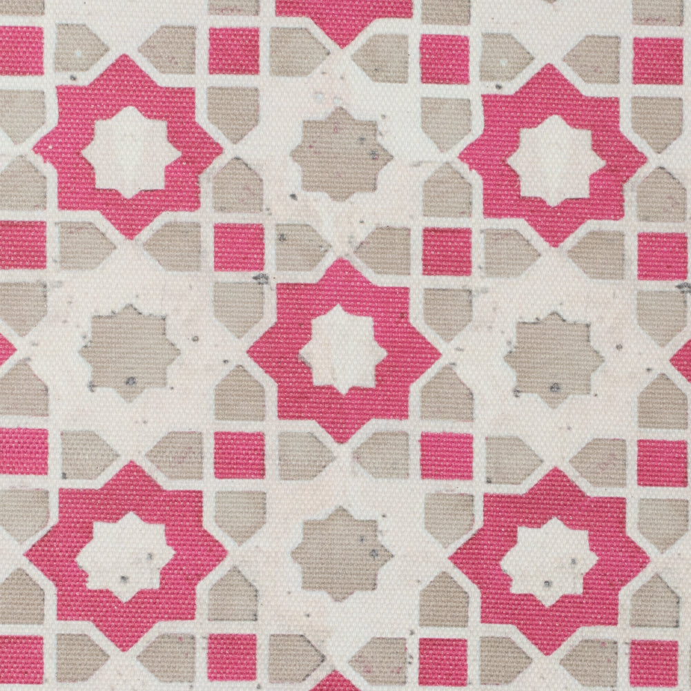 Pink/Beige Geometric Floral Outdoor Canvas - Joann Fabrics