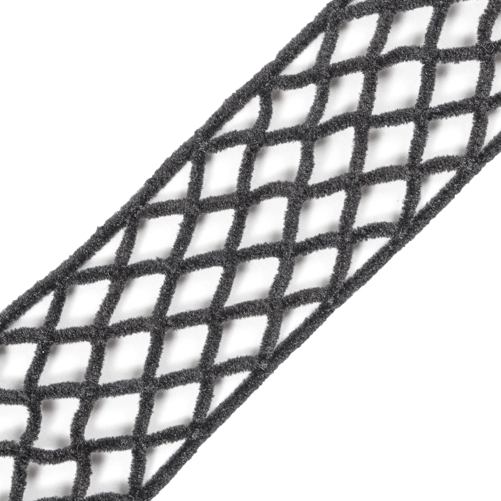 Dark Gray Criss Cross Chenille Trim - 2