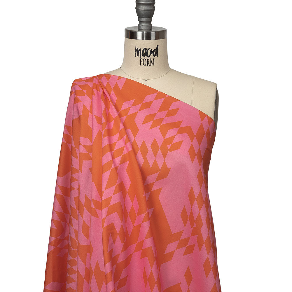 Cotton Voile - Orange and Pink Geometric - Orange You Glad Print - Mood Exclusive Citrus Collection - Joann Fabrics