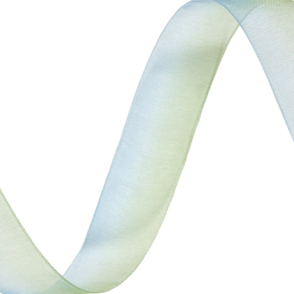 Sheer Blue and Kiwi Ombre Ribbon - 0.875