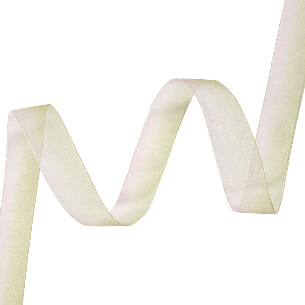 Sheer Green and Pink Ombre Ribbon - 0.875