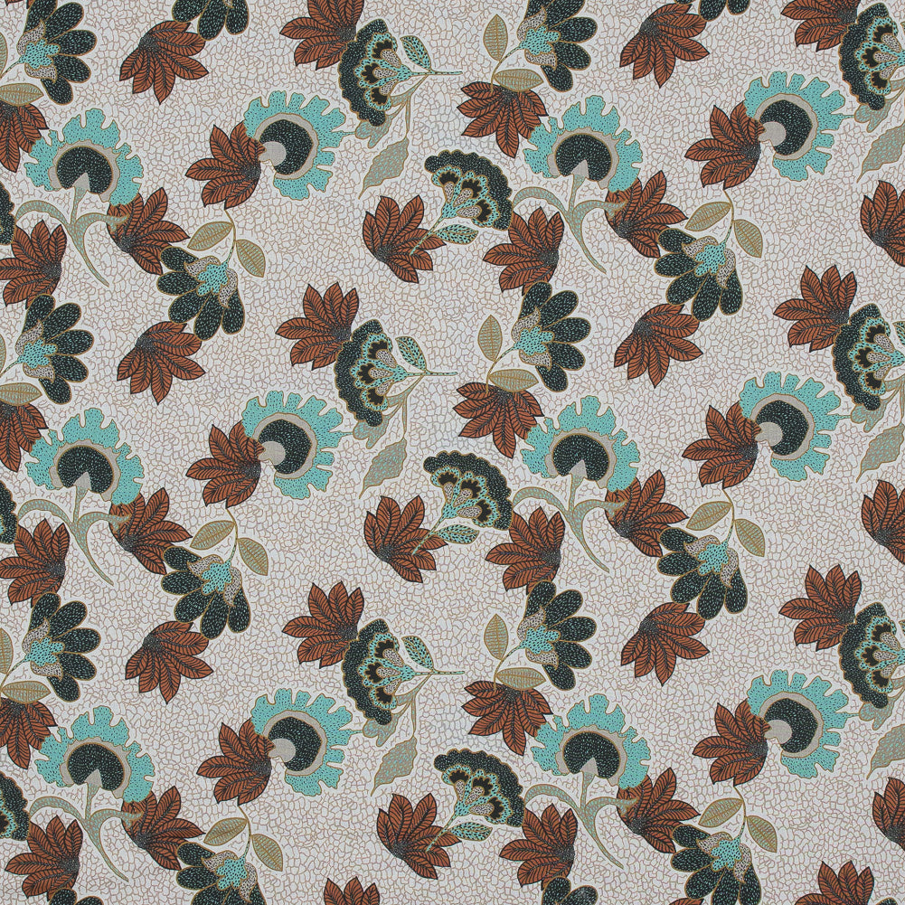 Cotton Voile - Red and Aqua Jacobean Floral - Sophistication of Change Print - Mood Exclusive Key Largo Collection - Joann Fabrics