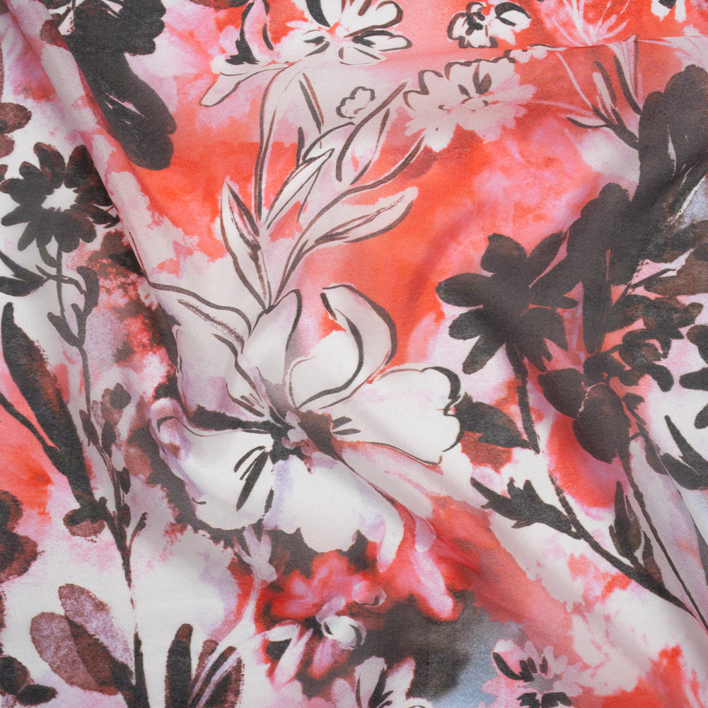 Viscose and Polyester Crepe Organza - Scarlet Red and Black Dreamy Florals - Mood Exclusive Dream Weaver Print - Joann Fabrics