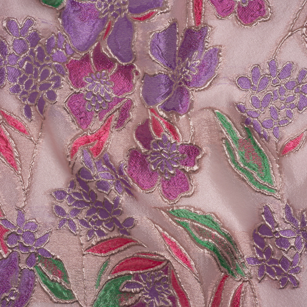 Metallic Burnout Brocade - Purple, Pink and Rose Gold Festive Florals - Joann Fabrics