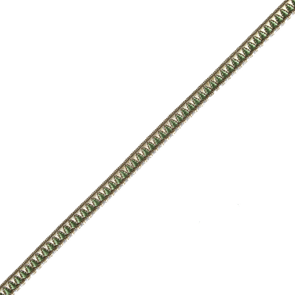 Arcadian Green and Gold Metallic Geometric Trimming - 0.5