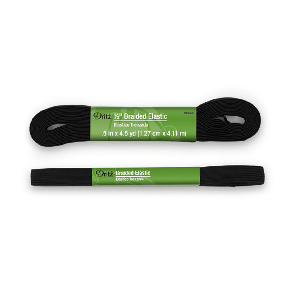 Dritz Braided Elastic - Black - 0.5