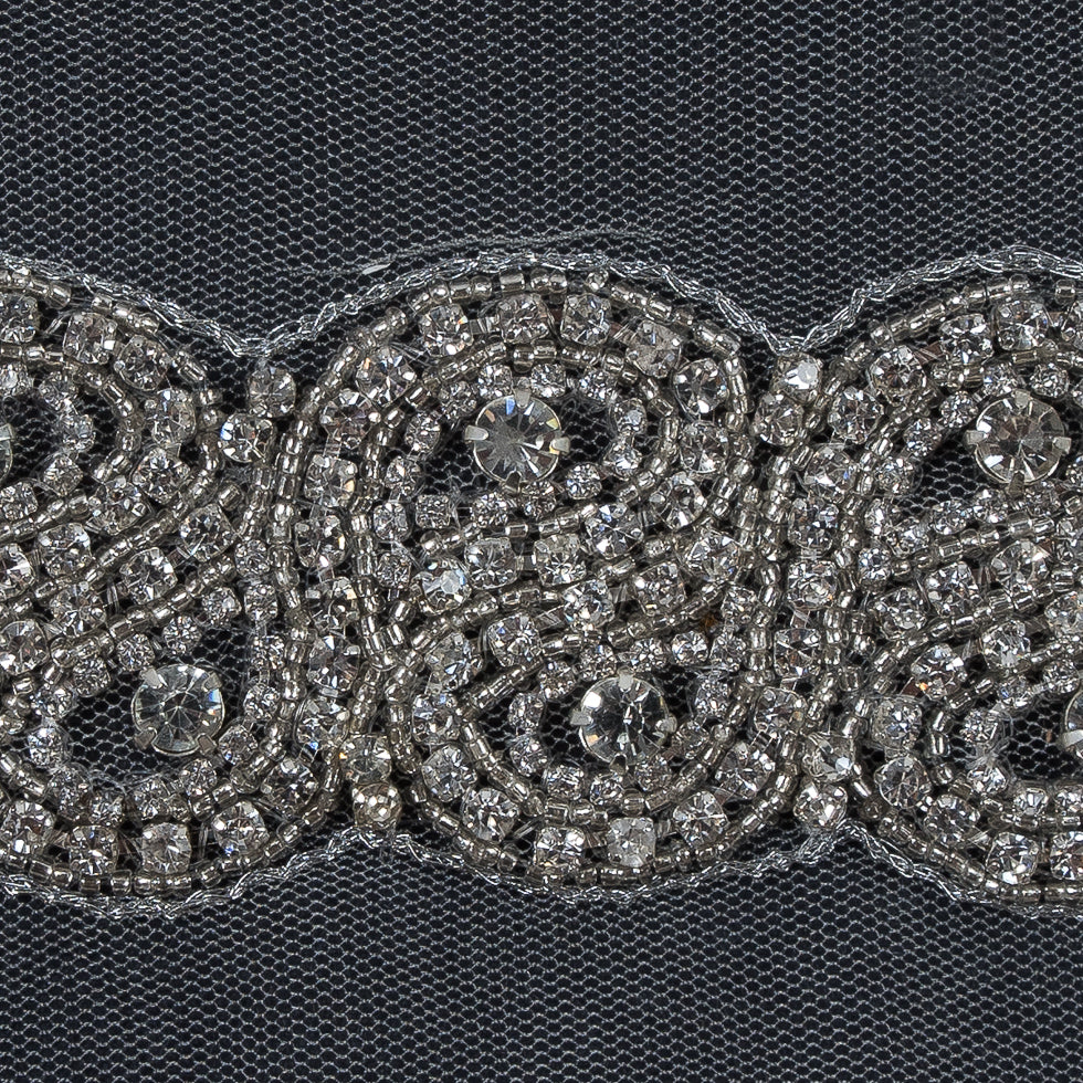 Clear Crystal Rhinestone Beaded Trim - 1.5