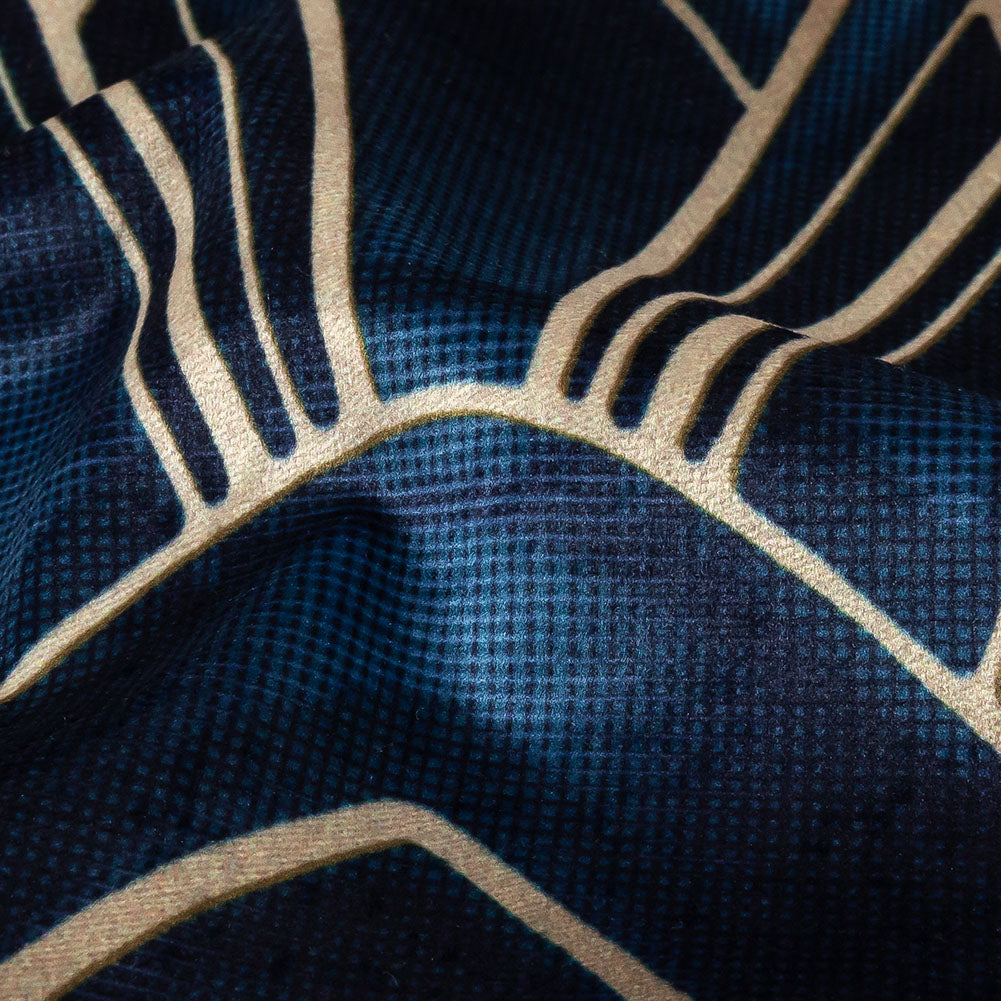 Printed Microvelvet - Sapphire Labyrinth of Arches - British Imported - Joann Fabrics