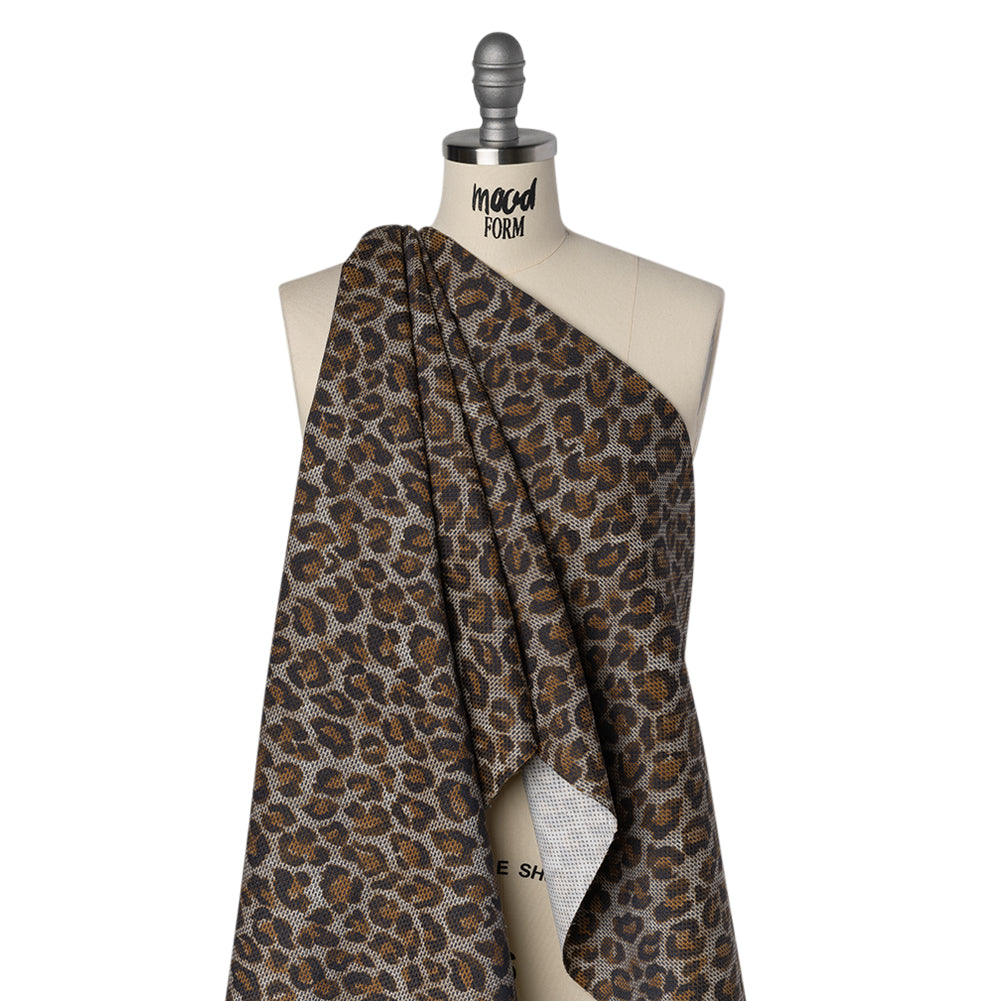 Cotton Birdseye Pique Print Made in Italy - Brown, Tan and Navy Cheetah Spots - Deadstock - Joann Fabrics