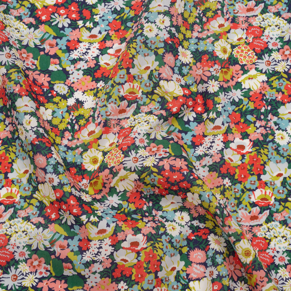 Liberty Fabrics Tana Lawn® - Thorpe Multi Bright - Hot Pink, Yellow and Deep Green Dense Floral - Joann Fabrics