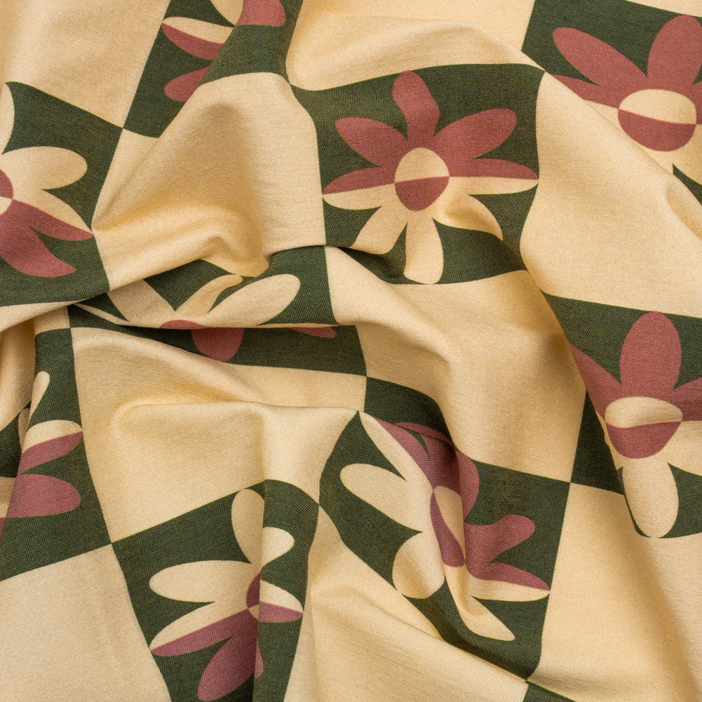 Mood Exclusive Cream Check Yourself Stretch Viscose and Polyamide Twill - Joann Fabrics