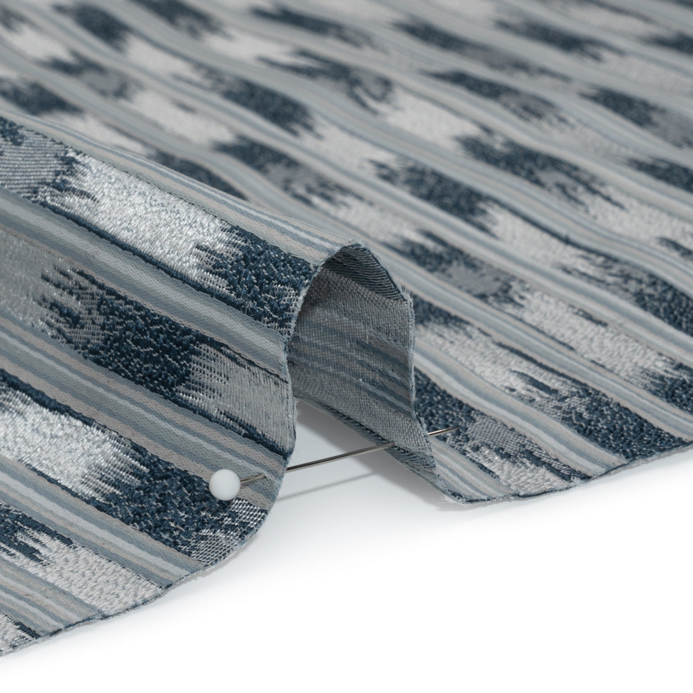 Recycled Polyester Drapery Jacquard - Indigo Streaking Stripes - British Imported - Joann Fabrics