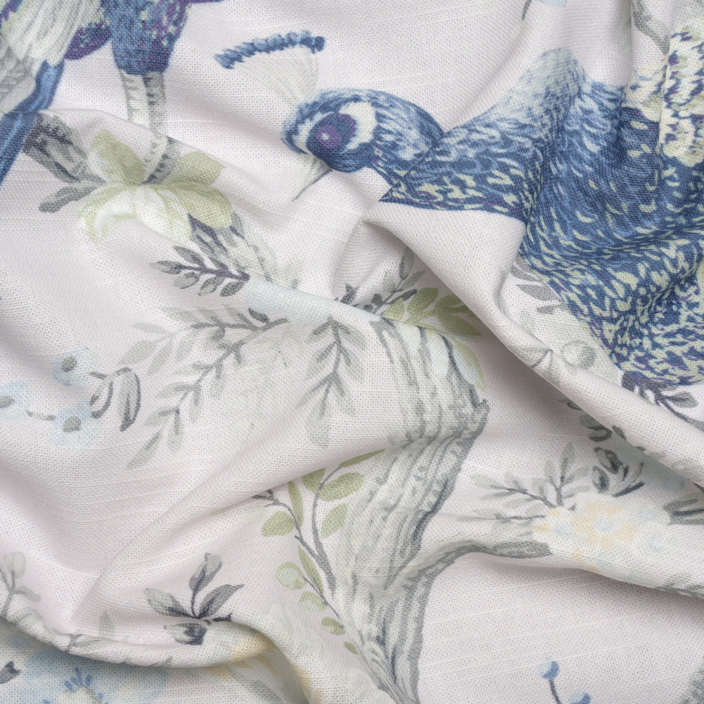 Cotton Canvas Print - Midnight Peacocks in the Trees - British Imported - Joann Fabrics