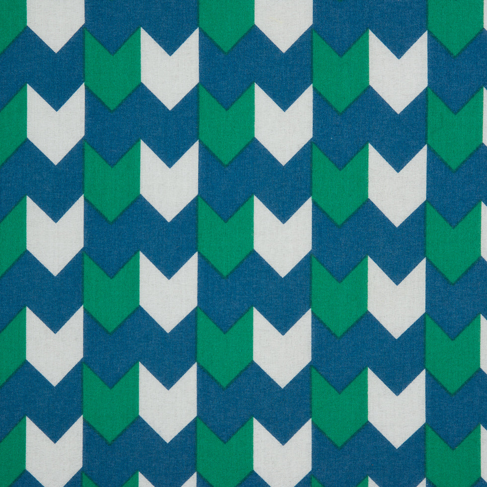 Daphne/Deep Mint/White Striped Chevron Printed Stretch Cotton Voile - Joann Fabrics