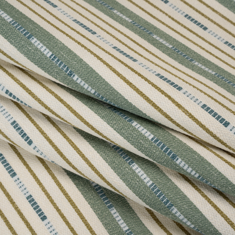 Recycled Polyester Twill Jacquard - Kingfisher Stripes and Dashes - British Imported - Joann Fabrics