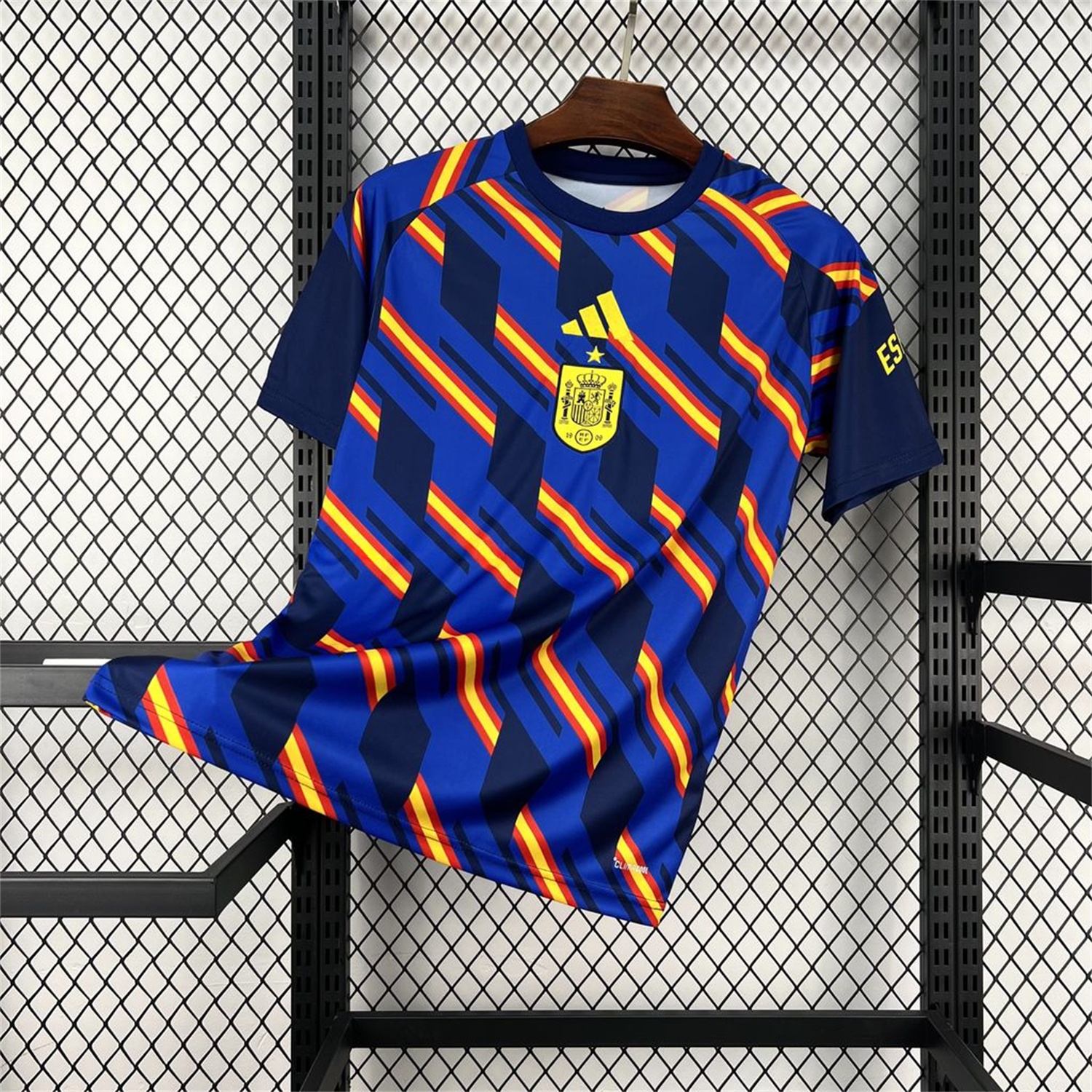Spain 2026 Royal Blue And Yellow Stripes Pre-match Jersey - Fans Version - UnitedFutballJersey