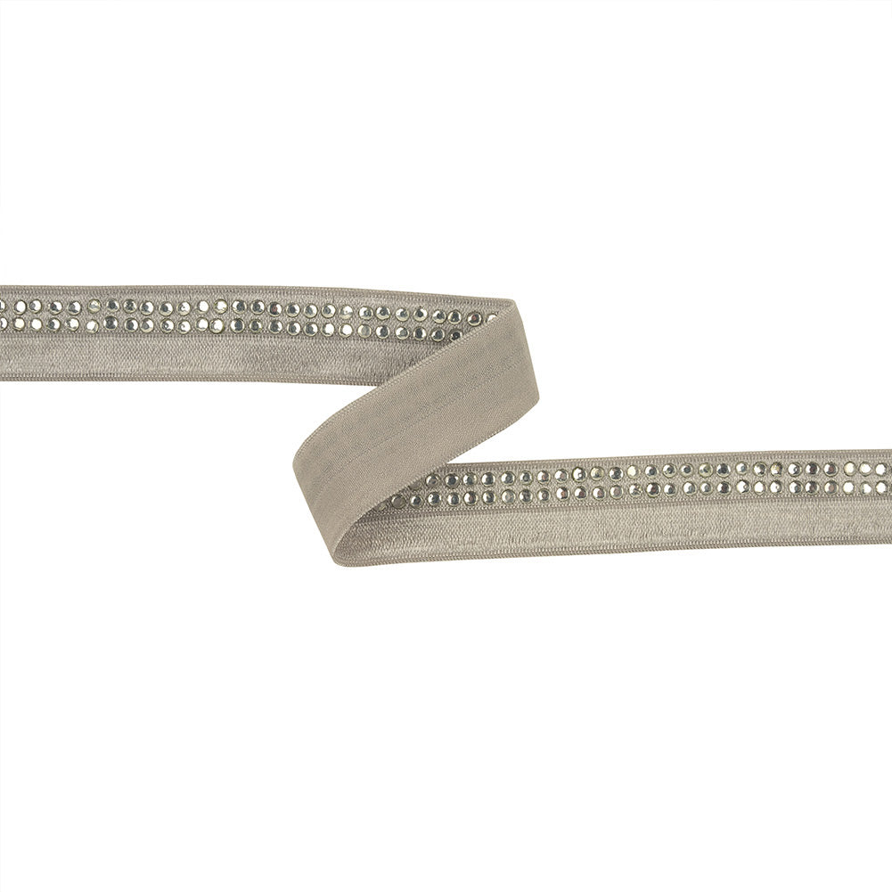 Silver Bejeweled Foldover Elastic Trim - 0.75