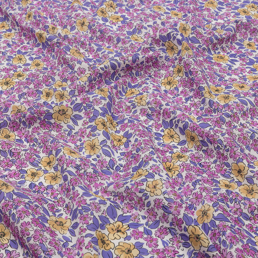 Cotton Voile - Bigger Pink and Yellow Floral - Springtime Saunter Print - Mood Exclusive Secret Garden Collection - Joann Fabrics