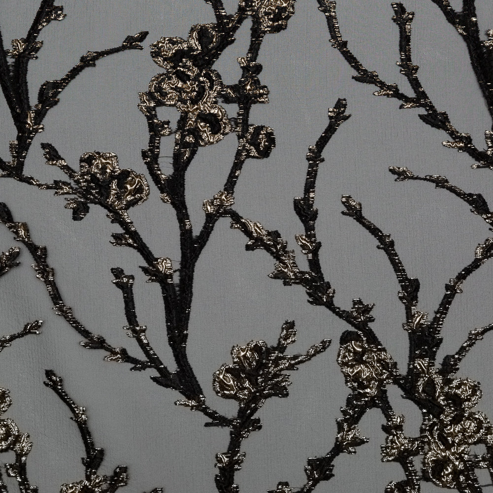 Black and Metallic Gold Luxury Floral Burnout Brocade - Joann Fabrics