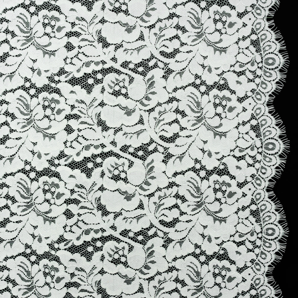 Cotton Blend Raschel Lace Panel with Finished Edges - Light Mint and White Flowers and Leaves - Joann Fabrics