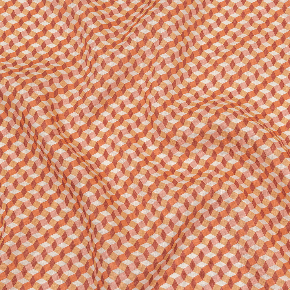 Pink, Creamsicle and Burgundy Diamond Illusion Medium Weight Linen Woven - Joann Fabrics