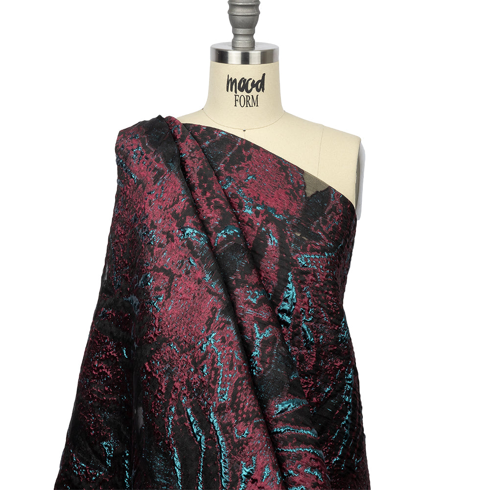 Metallic Electric Blue and Jam Red Luxury Burnout Brocade - Joann Fabrics