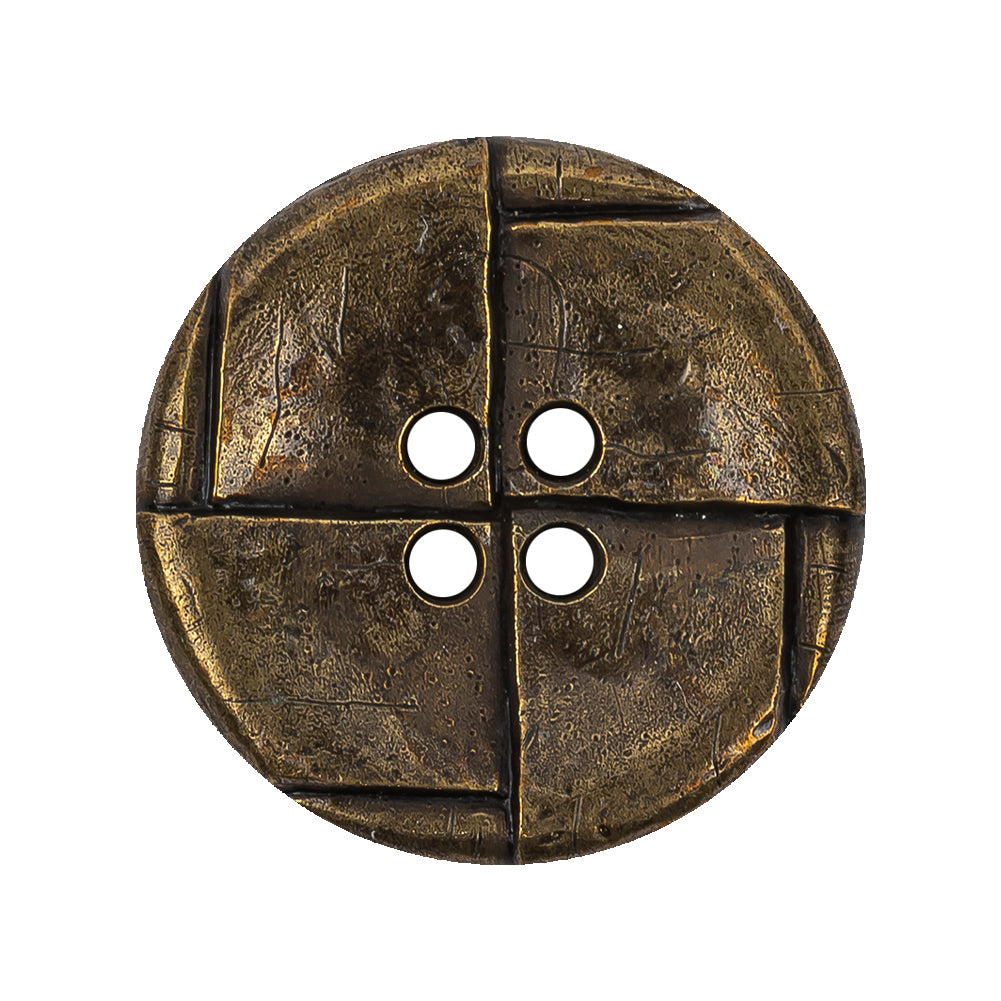 Italian Antique Brass Embossed Four Hole Saucer Button - 44L/28mm - Joann Fabrics