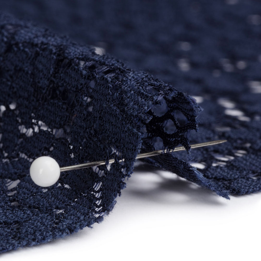 Trina Turk Navy Blue Floral Lace with Finished Scalloped Edges - Joann Fabrics