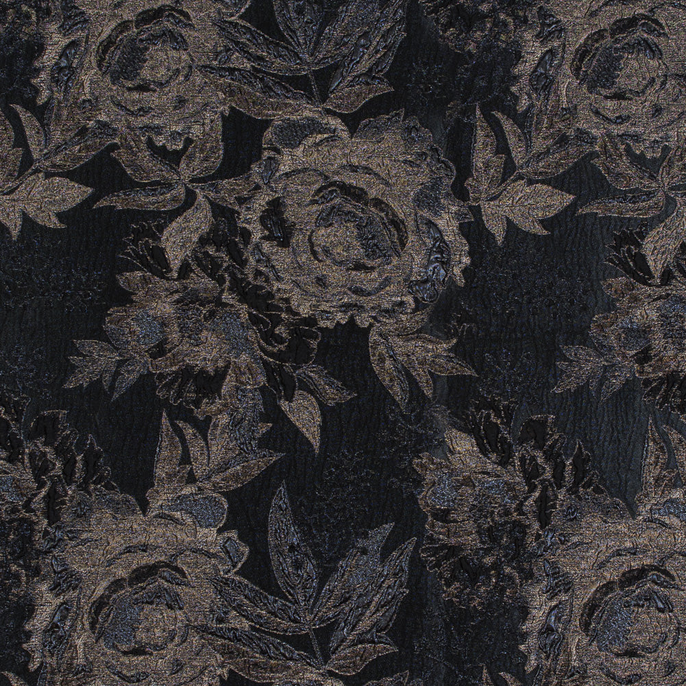 Black and Antique Gold Luxury Floral Metallic Brocade - Joann Fabrics