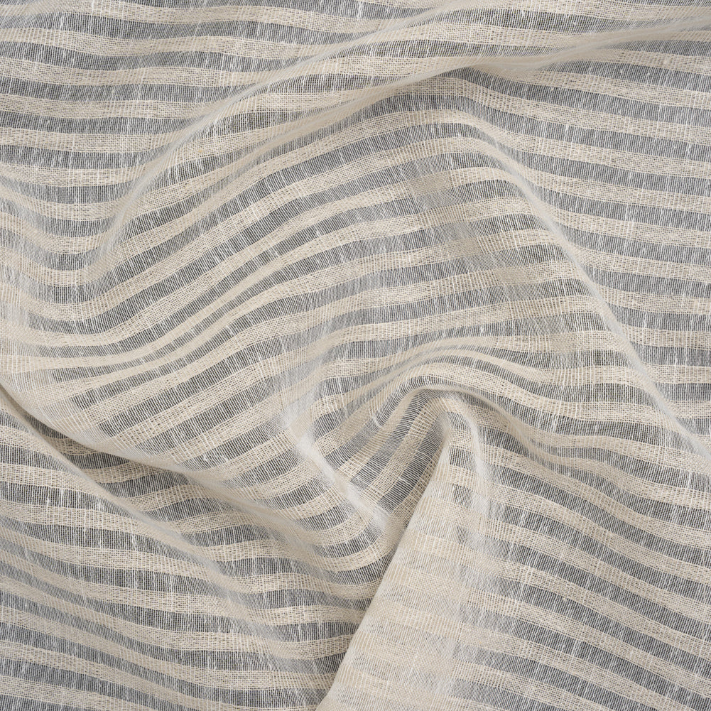Slubbed Double Wide Drapery Sheers Woven - Putty Sheer Stripes - British Imported - Joann Fabrics