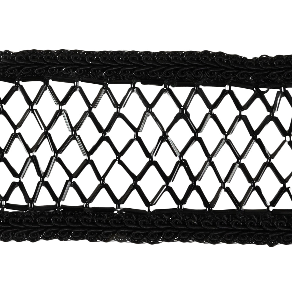 Vintage Black Beaded Latticework and Gimp Braid Trim - 2.25