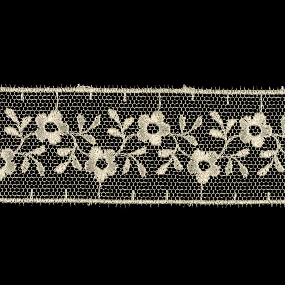 Cloud Dancer Floral Embroidered Lace Trim - 1.25